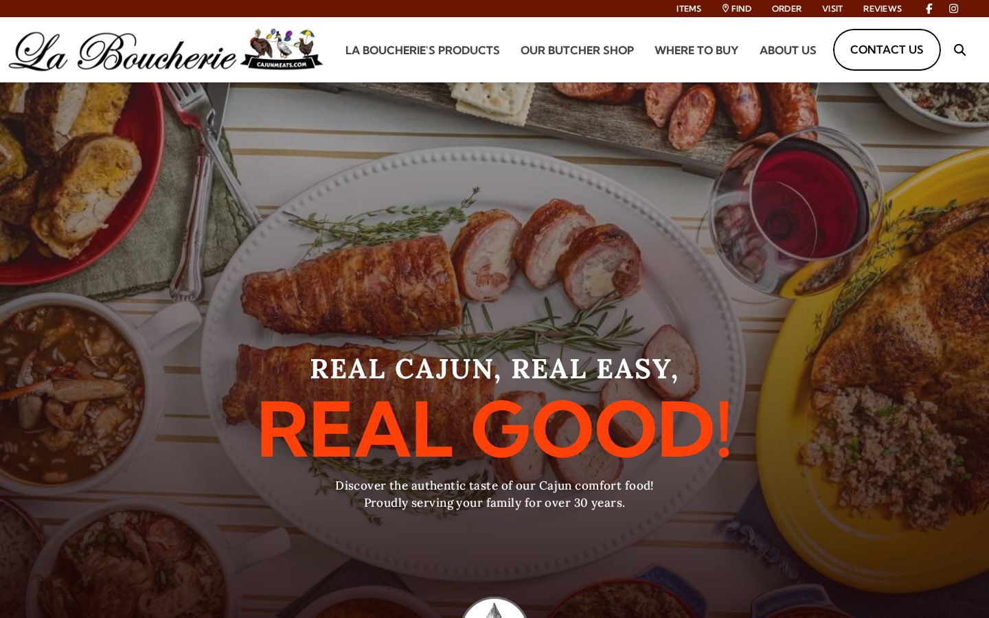 Cajun Meats website homepage