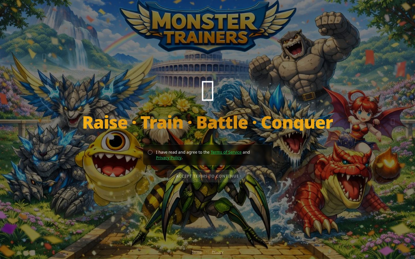 Monster Trainers live website homepage