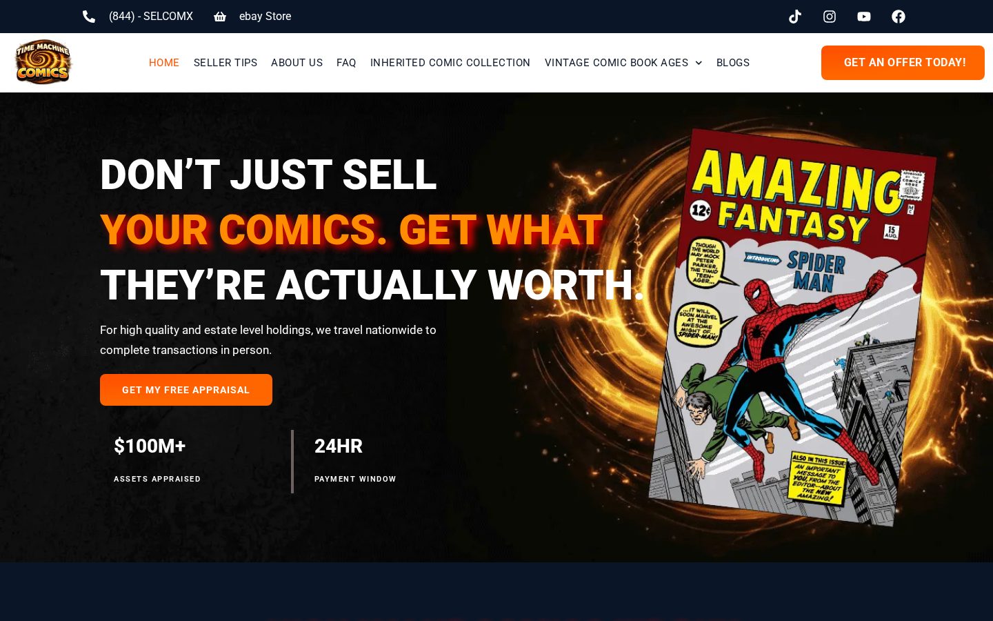 Sell Comics For Cash website homepage