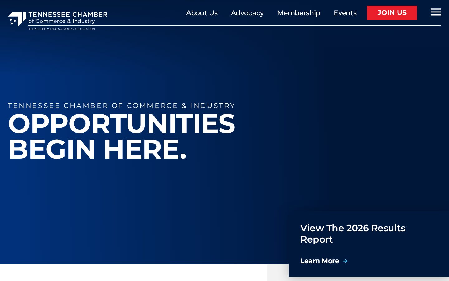 TN Chamber of Commerce website homepage
