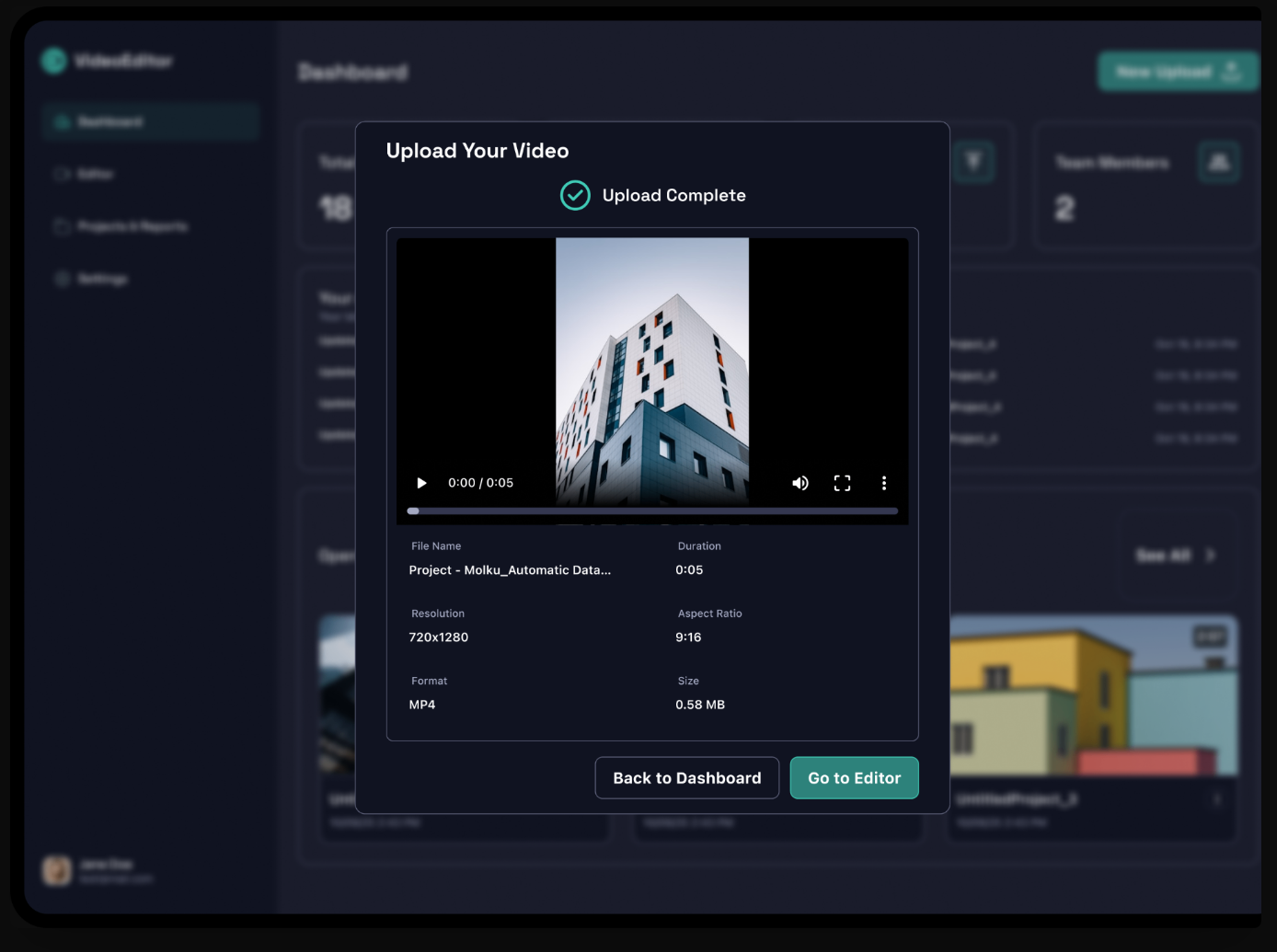 Innovio AI Video Clip Editor interface